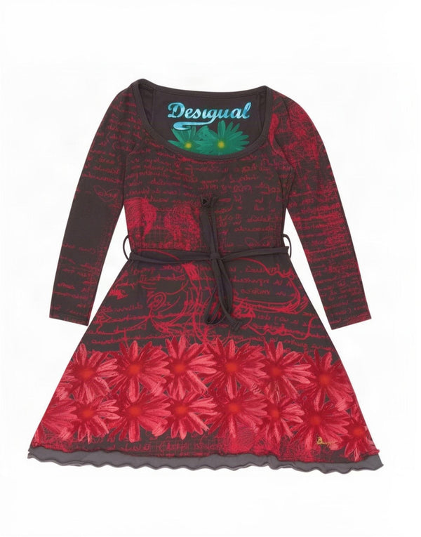 Rochie A-Line cu mânecă lungă pentru femei Desigual UK 18 XL, gri, florală