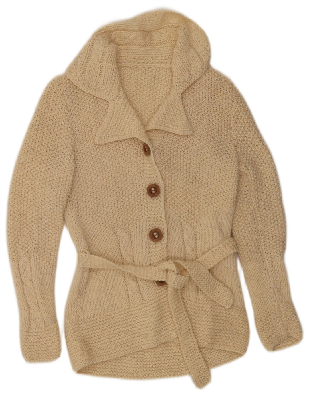 Pulover cardigan vintage pentru femei UK 12 Medium Off White