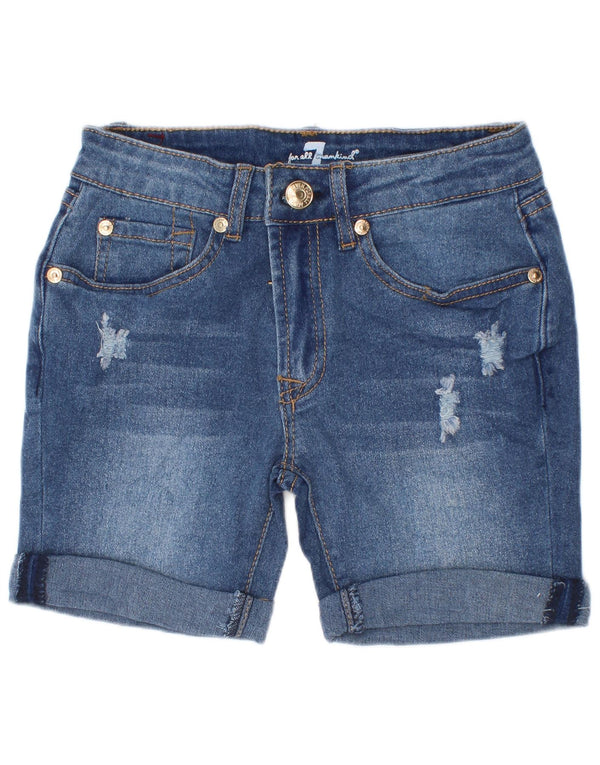 7 For All Mankind Boys Pantaloni scurți din denim învechit 9-10 ani W22 Bumbac albastru