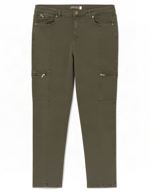 MINT VELVET Blugi subțiri cargo pentru femei UK 14 Large W32 L28 Kaki Bumbac