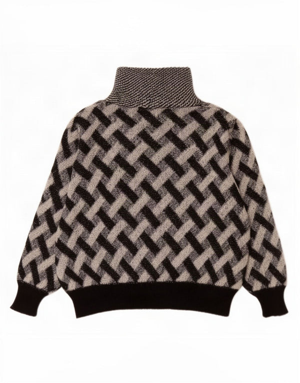 Pulover vintage cu gât rulat pentru femei UK 16 Large Black Check
