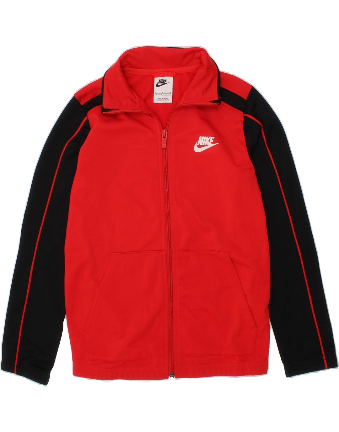 NIKE Boys Tracksuit Top Jacket 8-9 Years Small  Red Colourblock Polyester Vintage Nike and Second-Hand Nike from Messina Hembry 