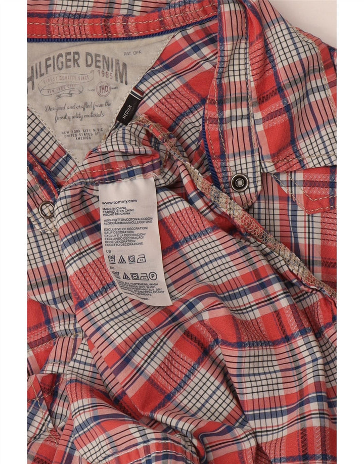 Cămașă grafică pentru bărbați Hilfiger Denim, bumbac cu carouri roșii medii