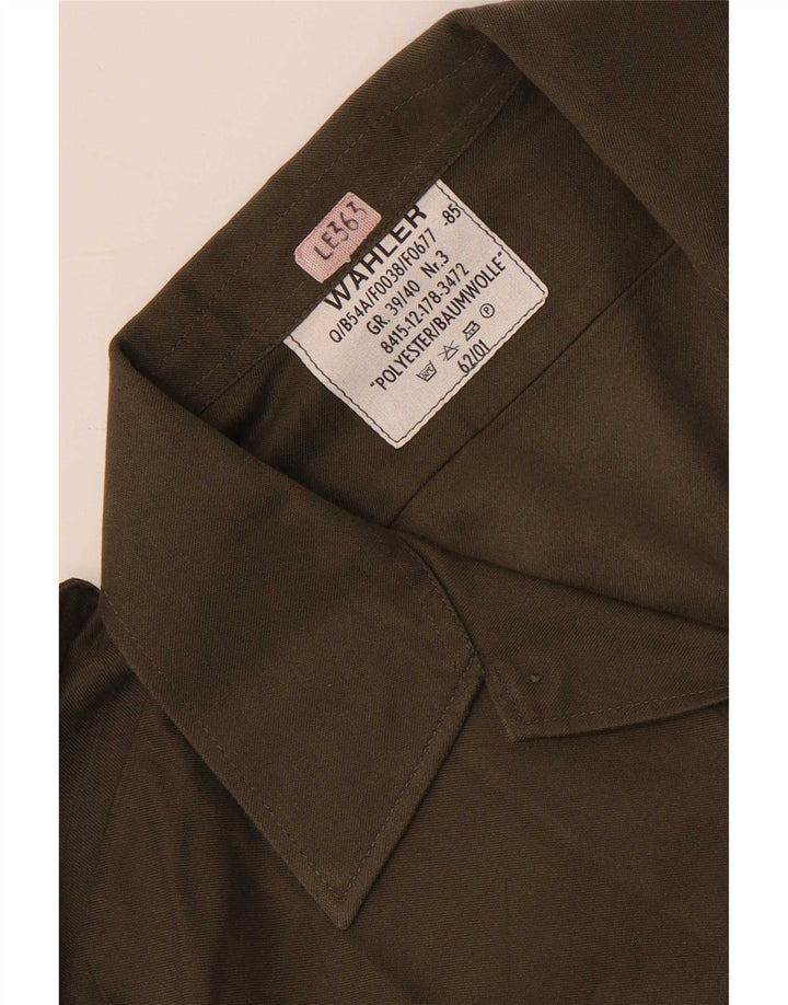 Cămașă militară vintage pentru bărbați Mărimea 39/40 Poliester kaki mediu