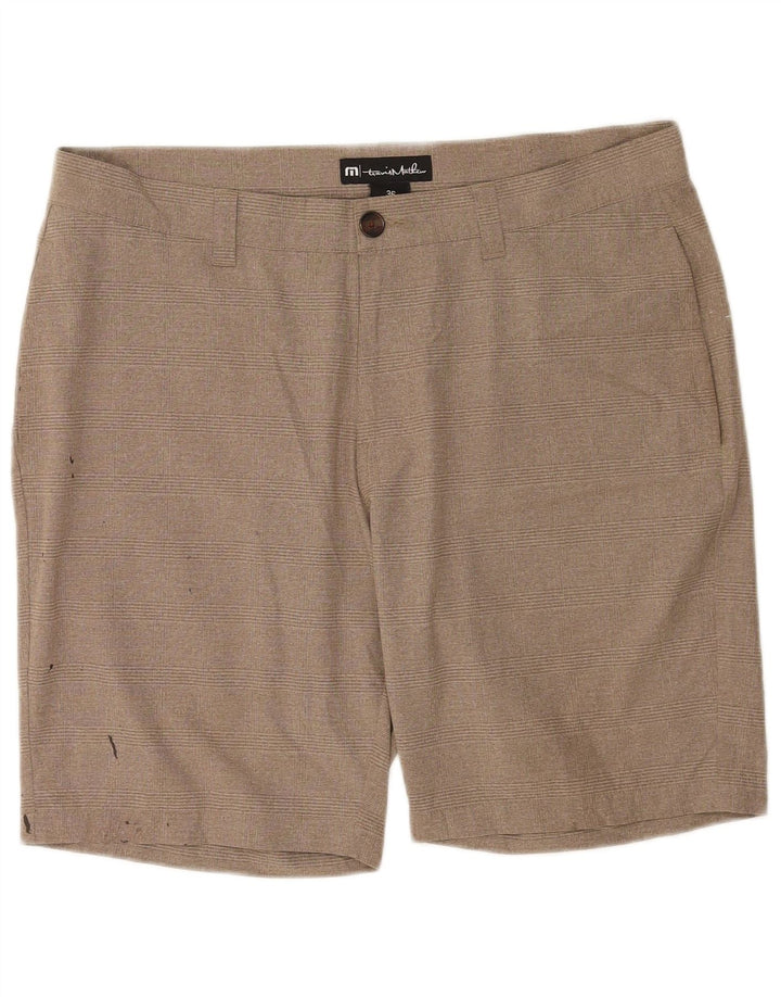 Pantaloni scurți chino pentru bărbați Travis Mathew W36, poliester cu carouri mari, bej
