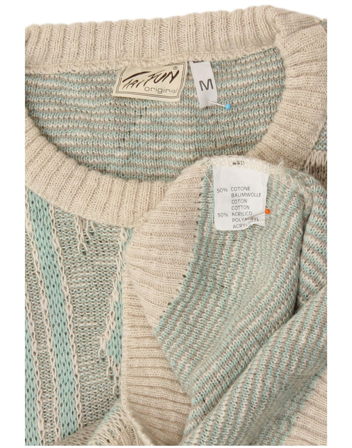 Pulover pentru bărbați Taifun, cu gât crew, bumbac geometric turcoaz mediu