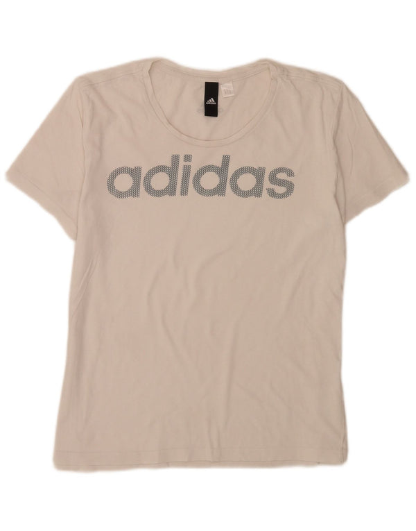 Tricou cu grafică obișnuită Adidas pentru femei Top UK 12 Medium White