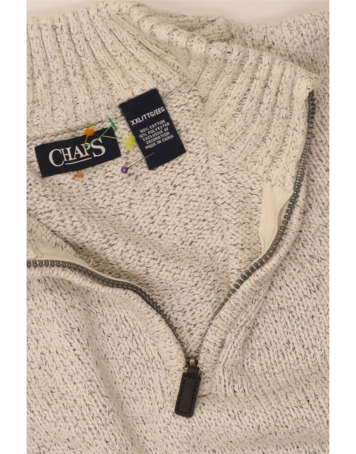 Pulover pentru bărbați Chaps, cu fermoar, cu gât, 2XL, bumbac cu pete gri
