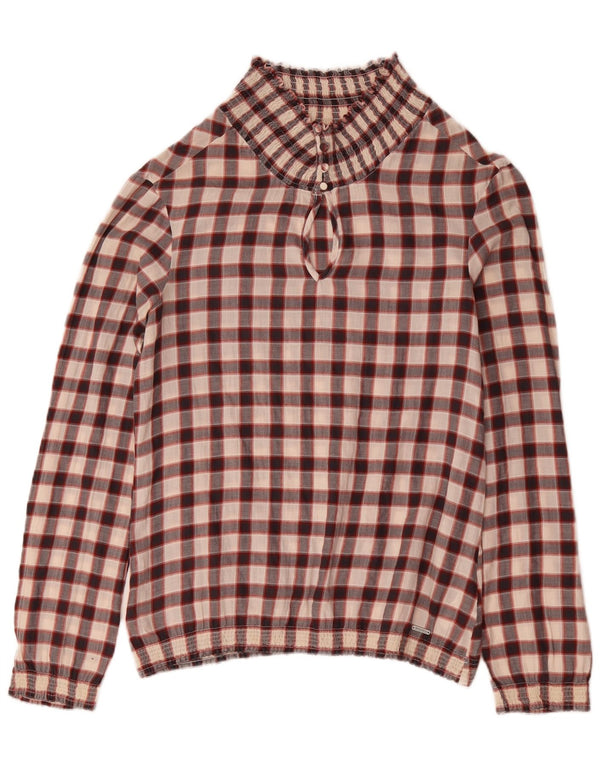 Bluză cu mânecă lungă pentru femei Woolrich UK 14 Medium Burgundy Gingham Bumbac