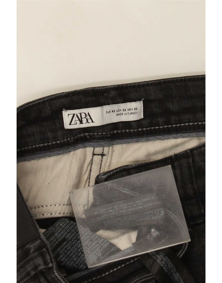 Zara Mens Slim Jeans EU 42 Large W32 L31 Black Cotton