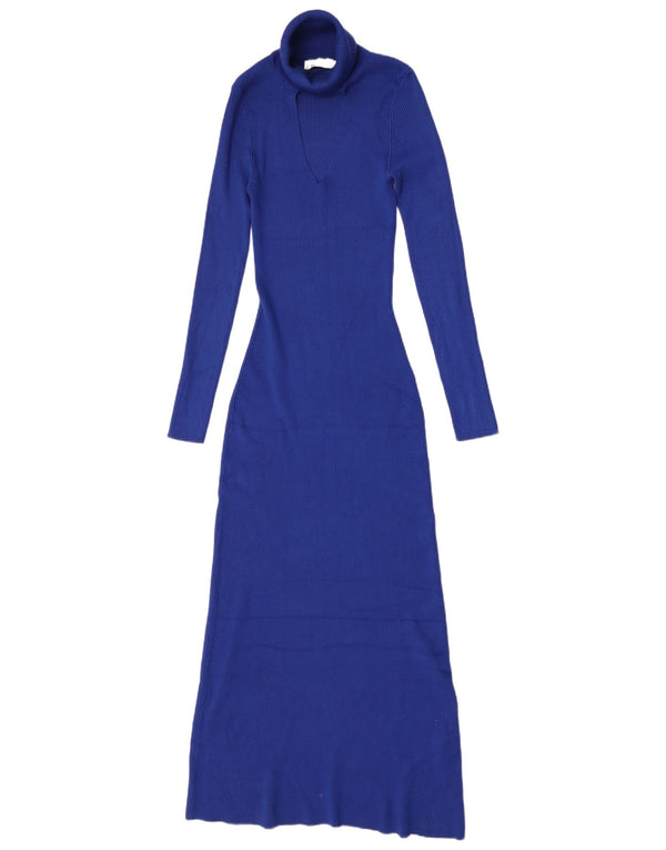 Rochie Maxi cu mânecă lungă pentru femei Zara UK 12 Medium Blue Viscose