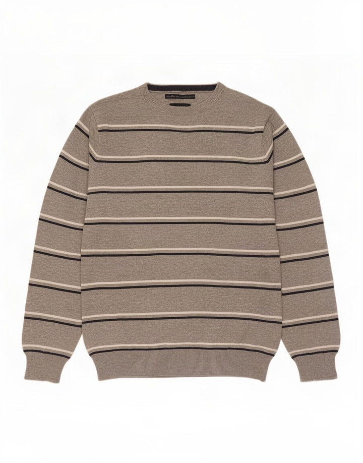 Pulover Gant pentru bărbați, cu gât roșu, din bumbac cu dungi, gri mediu