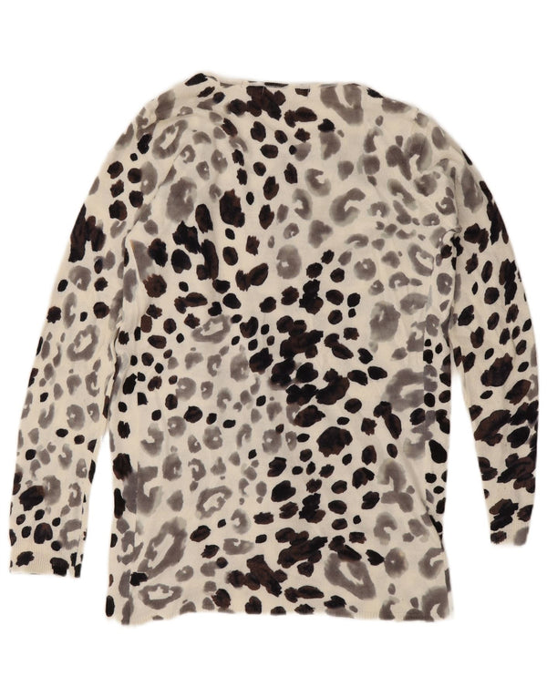 Pulover cardigan deschis pentru femei Marks & Spencer UK 10 Small White Animal Print