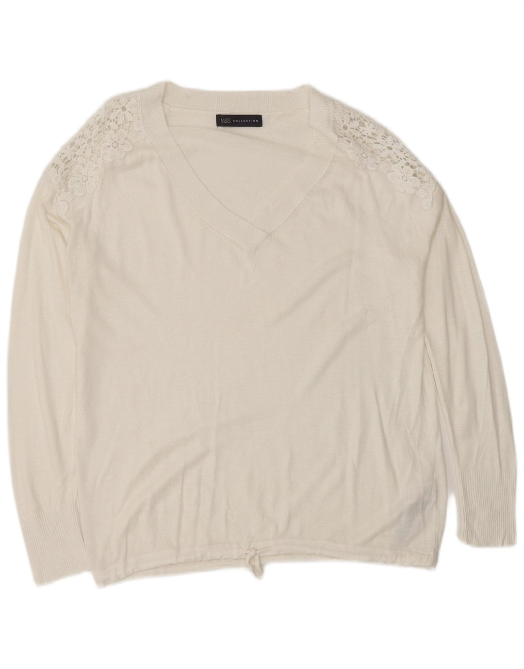 Pulover cu decolteu în V pentru femei Marks & Spencer UK 14 Medium White Floral