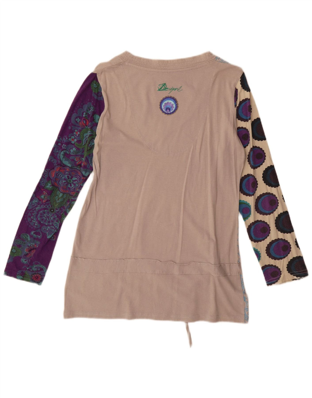 Desigual Womens Abstract Pattern Tunic Top UK 18 XL Bej Bumbac