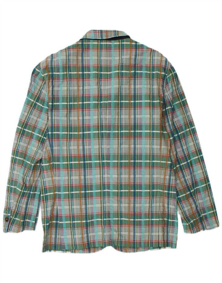 Jachetă vintage pentru bărbați cu 3 nasturi IT 48, bumbac carouri verde mediu