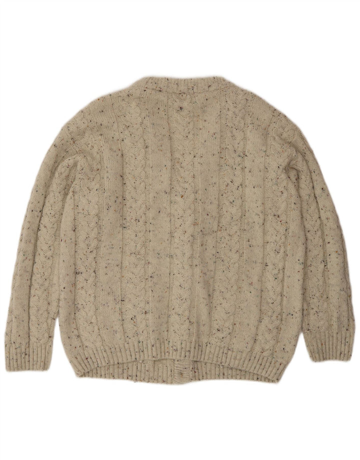 Cardigan Vintage pentru bărbați, lână mare, bej, cu pete