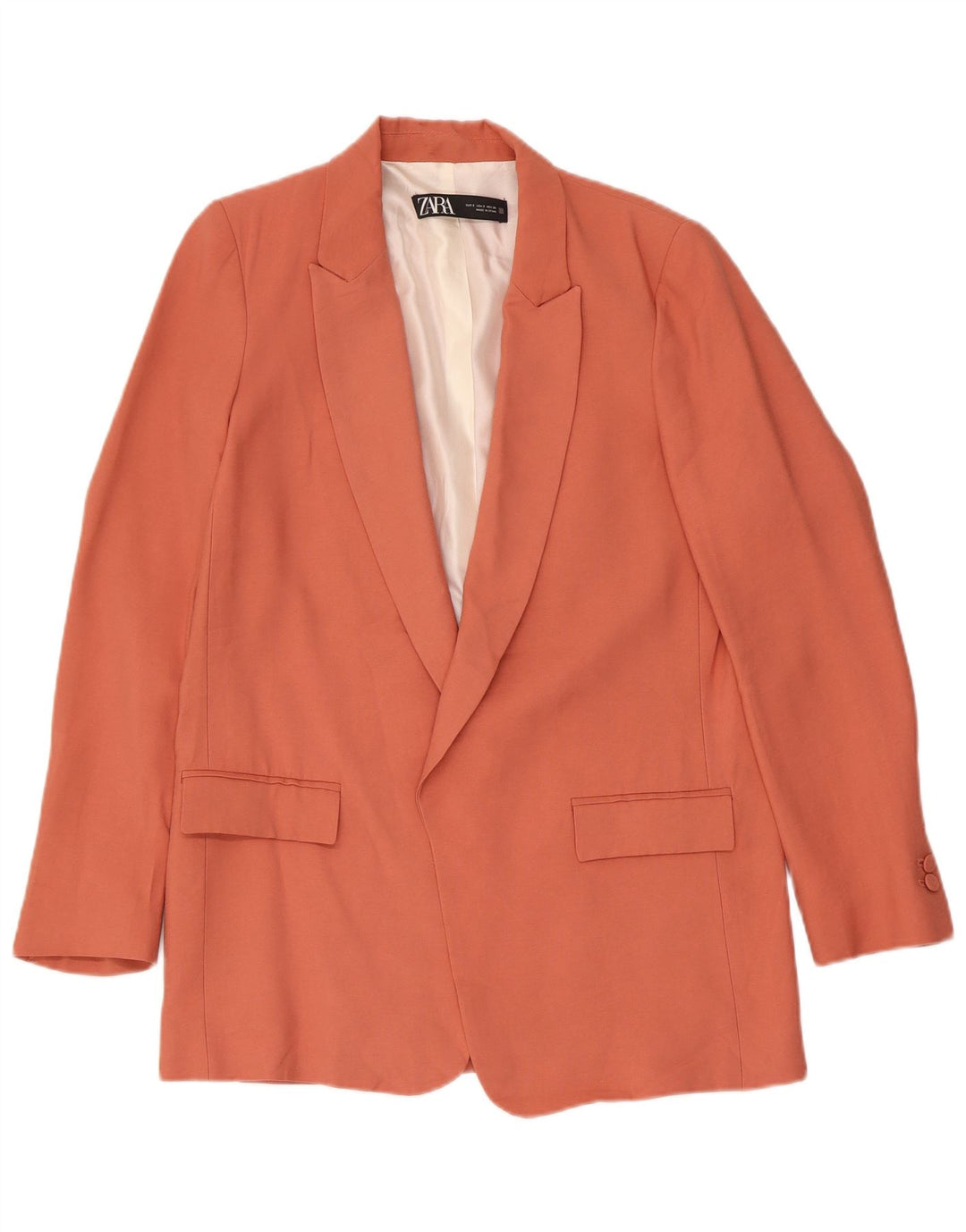 Jachetă Blazer pentru femei deschisă Zara UK 10 Acetat portocaliu mic