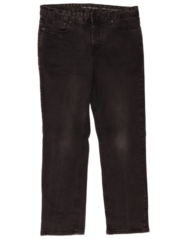 Calvin Klein Pantaloni drepti pentru bărbați, slim, W34 L32, bumbac negru