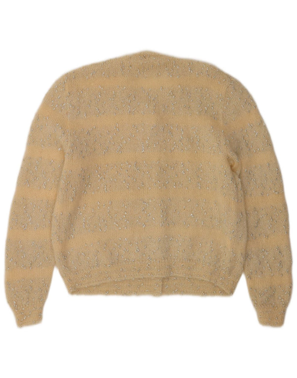 Pulover cardigan vintage pentru femei UK 16, mare, cu dungi galbene