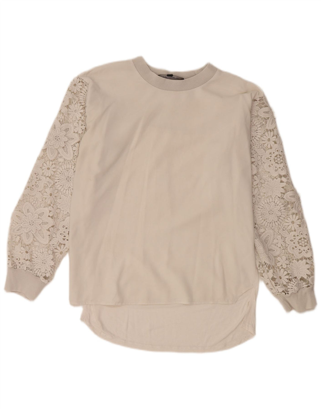 French Connection Top supradimensionat pentru femei cu mânecă lungă UK 8 Small White Floral