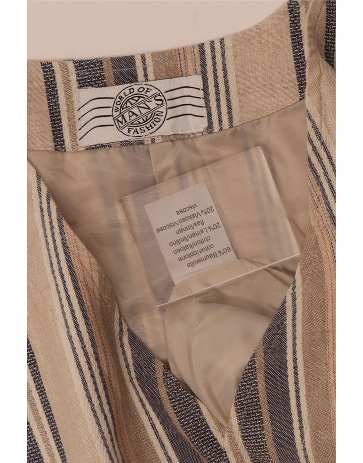 Vestă vintage bărbătească mare, bej, cu dungi din bumbac