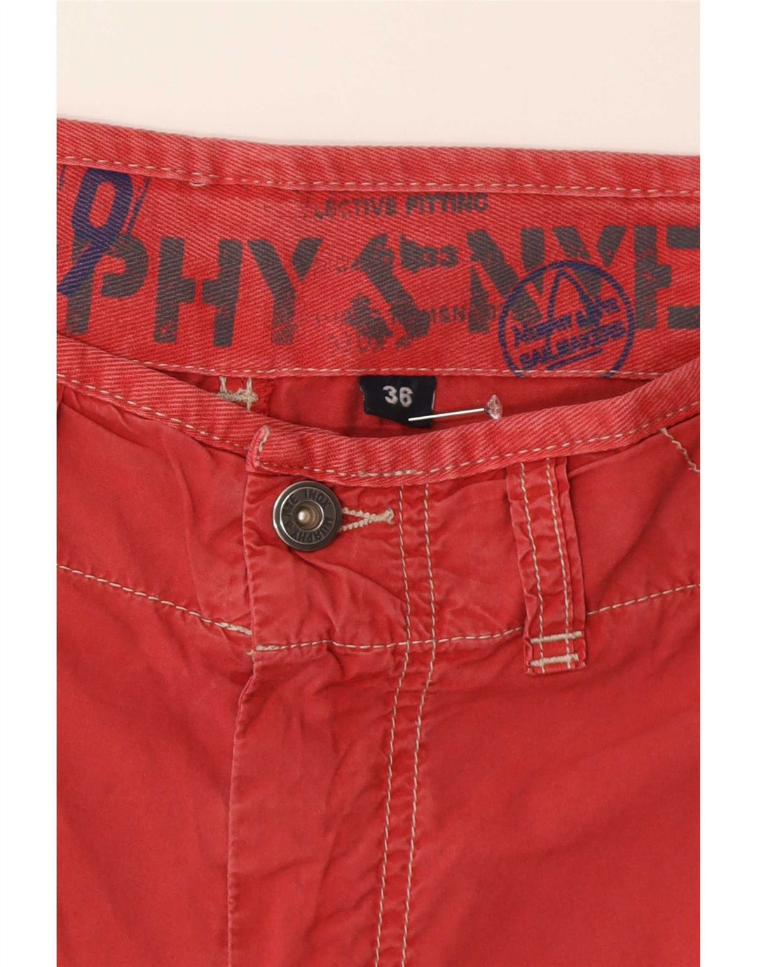 Murphy & Nye Pantaloni scurți chino pentru bărbați W36, bumbac roșu mare