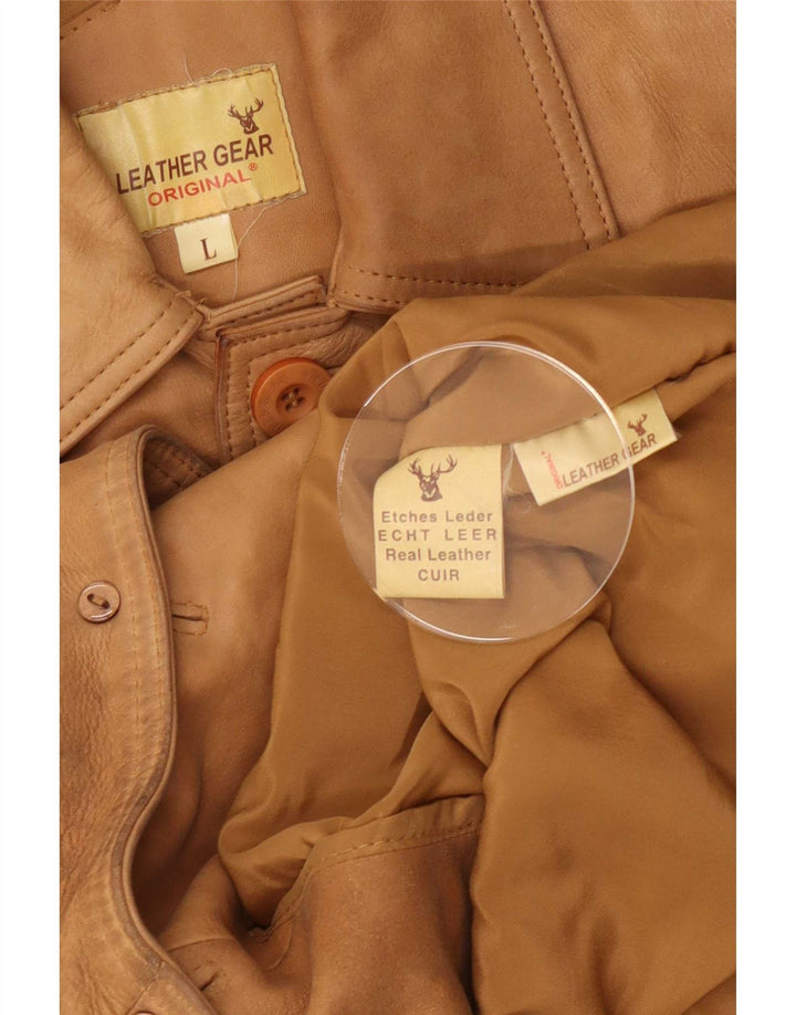 Jachetă de piele vintage pentru bărbați UK 40 Large Beige