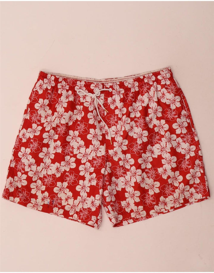 Pantaloni scurți de înot pentru bărbați Marks & Spencer, poliester floral, roșu, mare