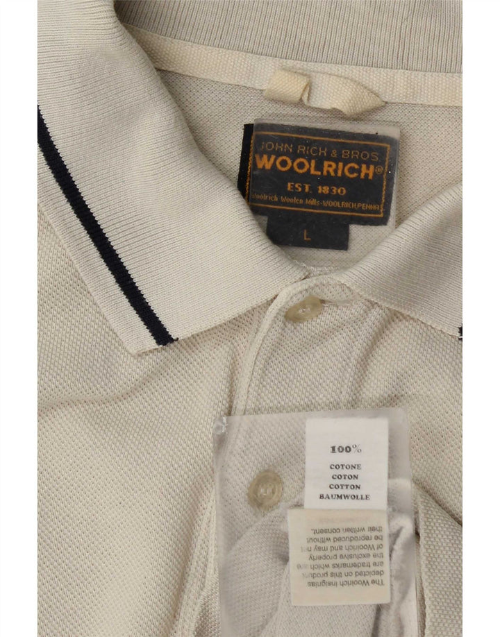 Tricou polo pentru bărbați Woolrich, mare, bej, bumbac
