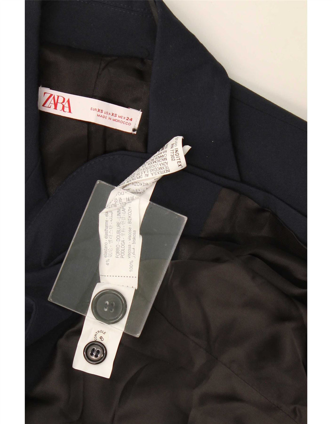 Blazer supradimensionat cu 2 nasturi Zara pentru femei UK 6 XS Viscoză bleumarin