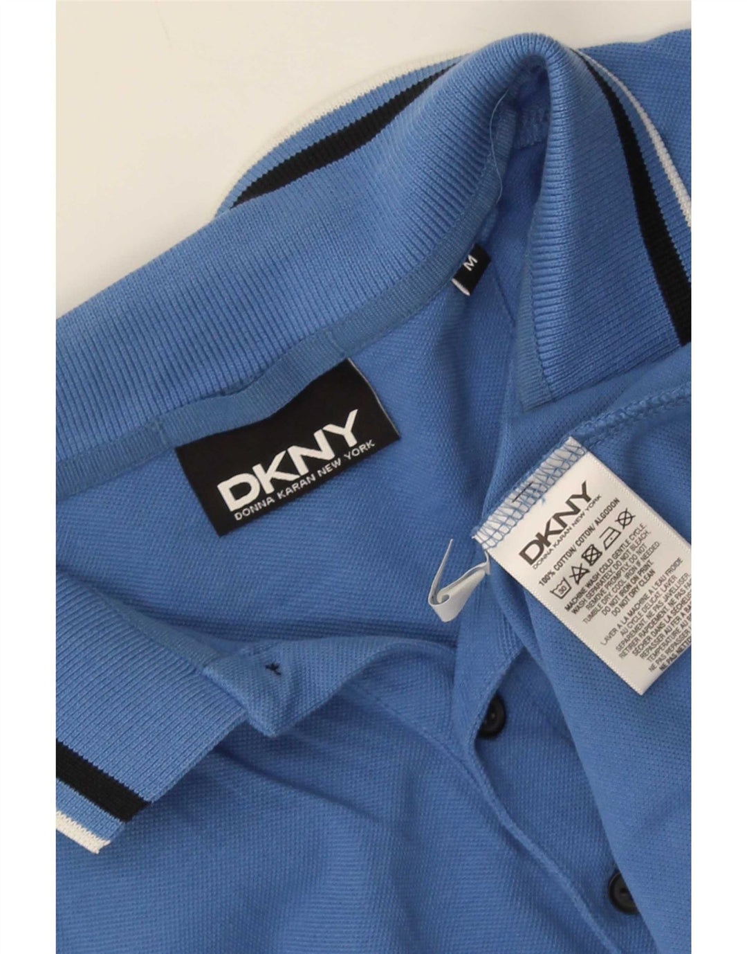 Tricou polo pentru bărbați Dkny, bumbac cu dungi albastre medii