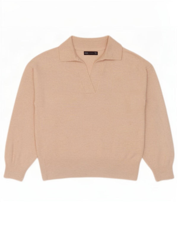 Marks & Spencer Pulover cu gât polo pentru femei UK 10 Poliester bej mic