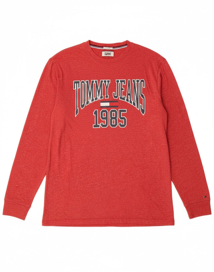 TOMMY HILFIGER Mens Regular Fit Graphic Top Long Sleeve Large Red Cotton Vintage Tommy Hilfiger and Second-Hand Tommy Hilfiger from Messina Hembry 
