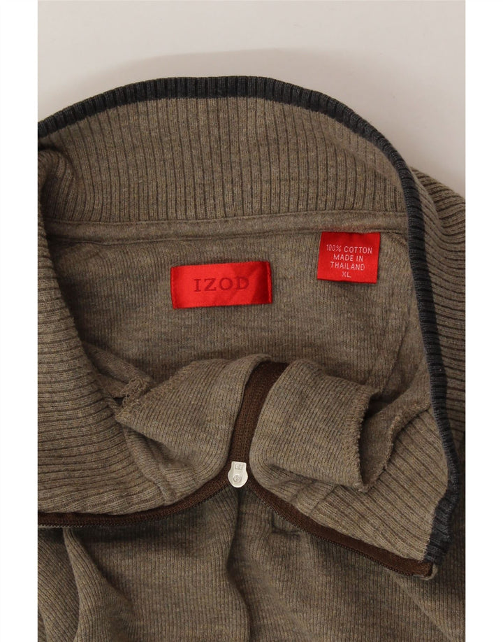 IZOD Mens Zip Neck Jumper Sweater XL Grey Cotton Vintage Izod and Second-Hand Izod from Messina Hembry 
