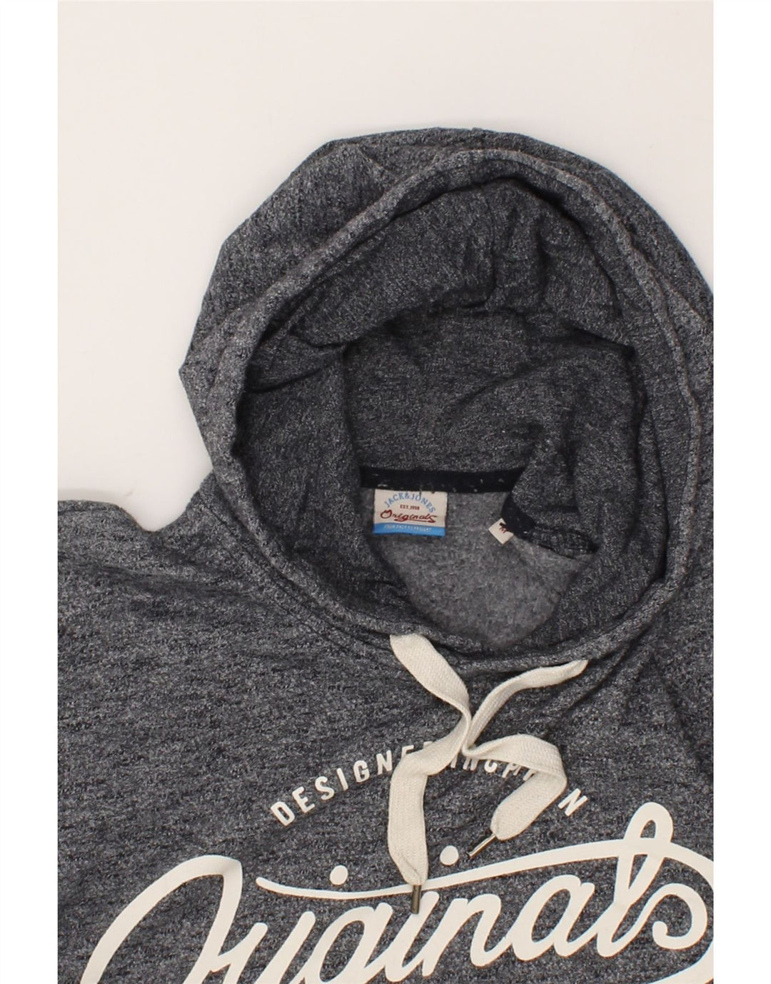 JACK & JONES Mens Hoodie Jumper Medium Grey Flecked Cotton Vintage Jack & Jones and Second-Hand Jack & Jones from Messina Hembry 