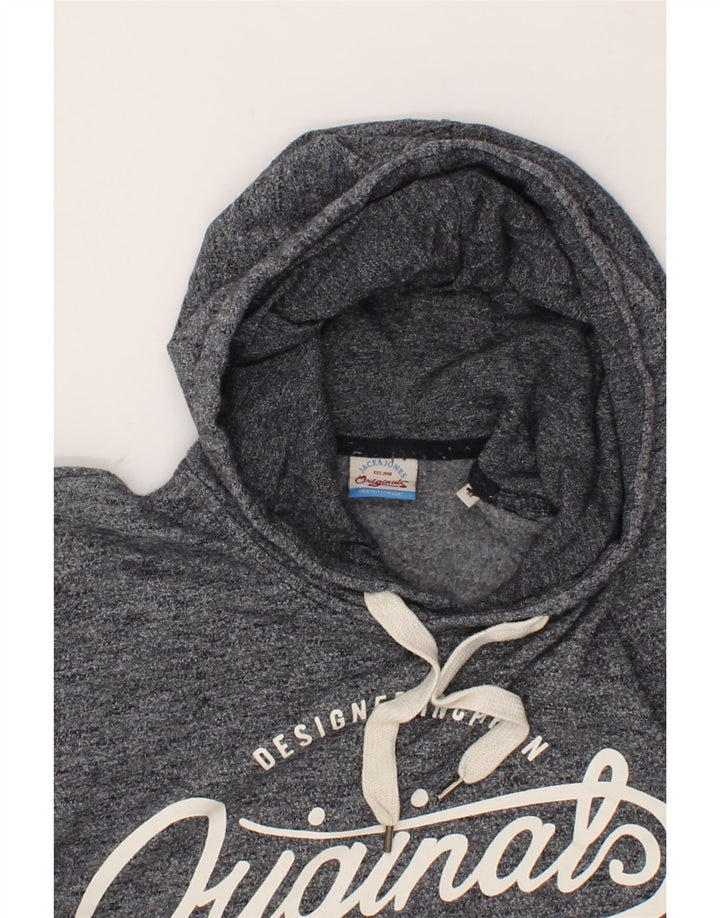 JACK & JONES Mens Hoodie Jumper Medium Grey Flecked Cotton Vintage Jack & Jones and Second-Hand Jack & Jones from Messina Hembry 