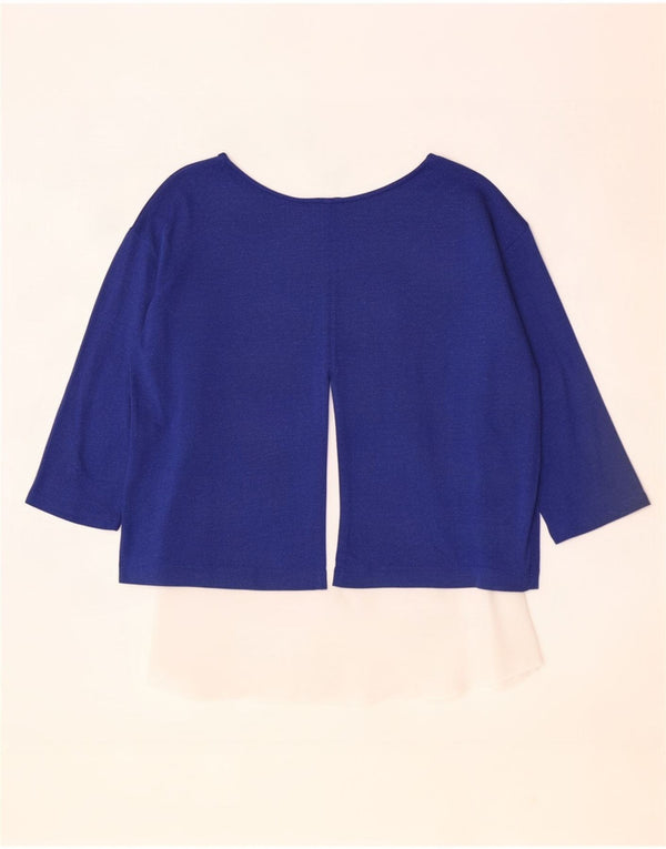 Marks & Spencer Top pentru femei cu mâneci 3/4 UK 14, mare, albastru, viscoză, bloc de culoare