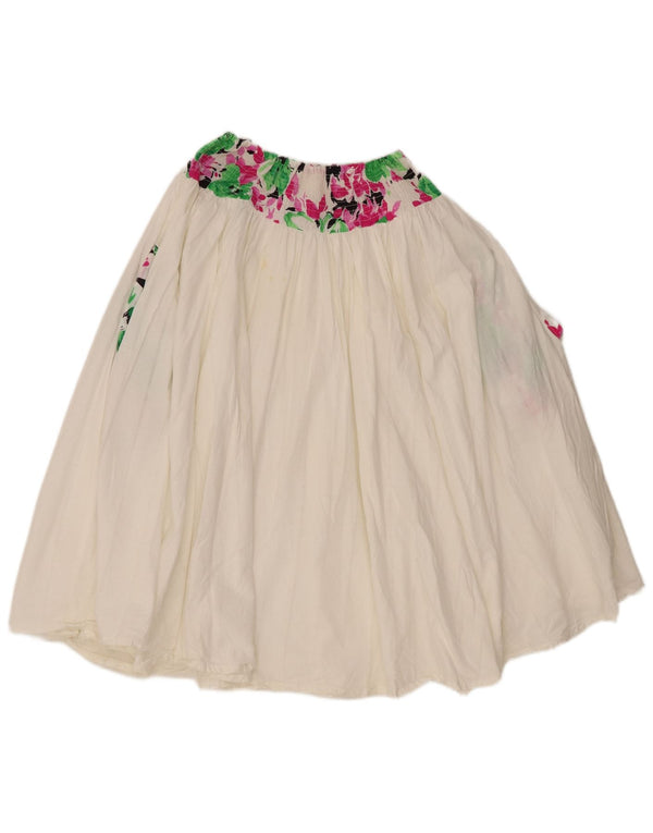 Fusta evazată plisată vintage pentru femei W34, mare, albă, florală