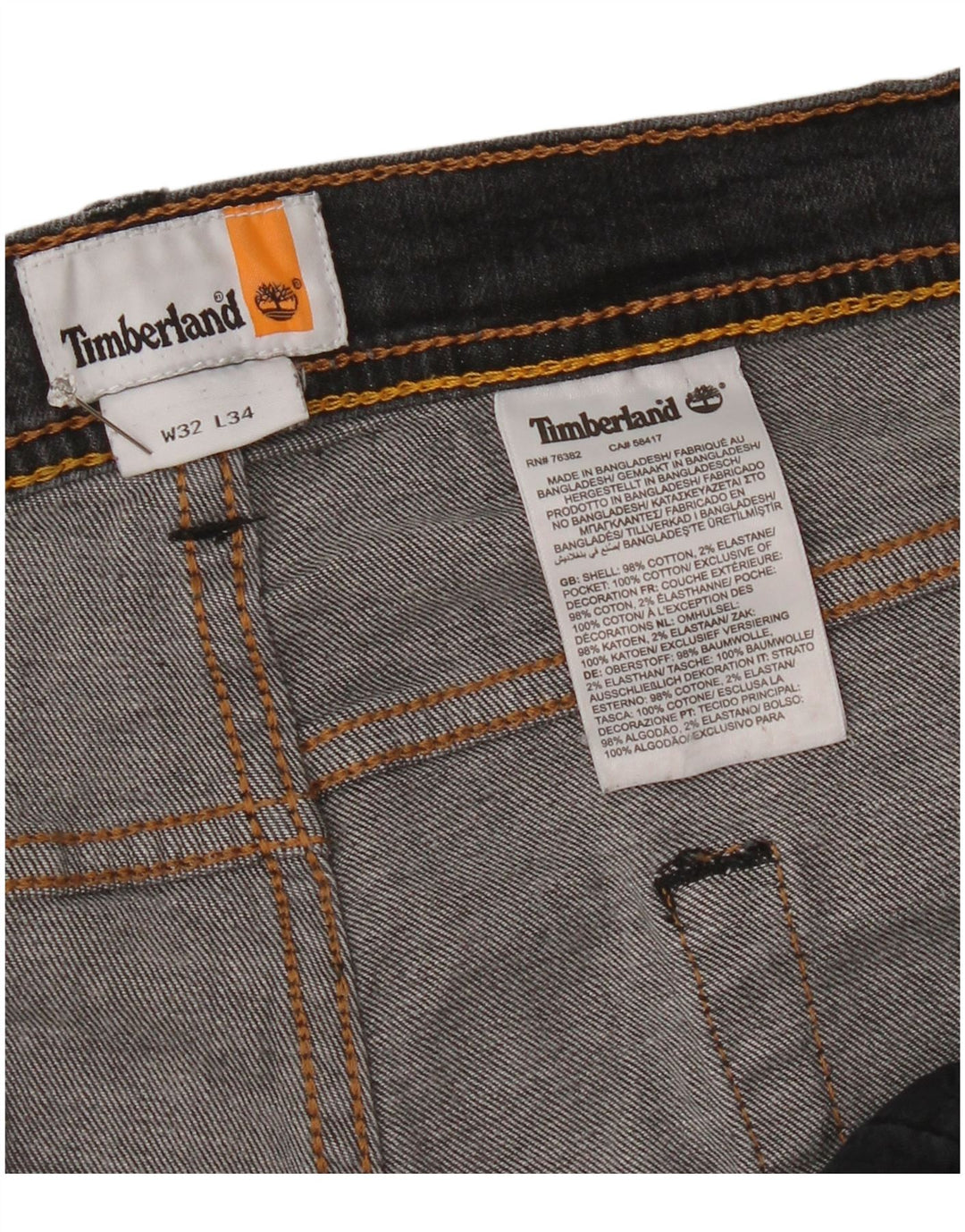 Blugi slim pentru bărbați Timberland W32 L34 bumbac gri