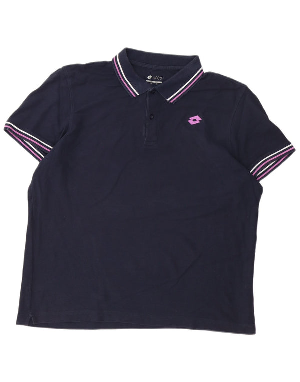 Tricou polo pentru bărbați Lotto Life's XL, bumbac bleumarin