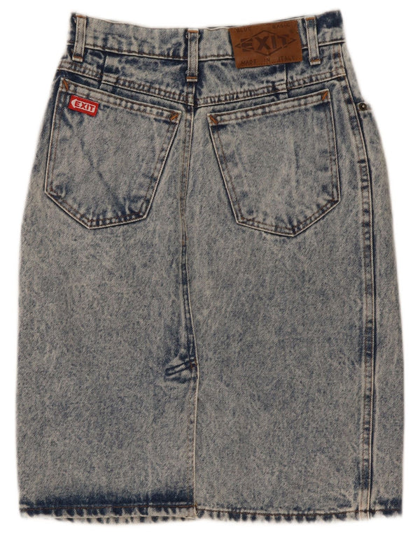 Fusta de blugi vintage pentru femei W27 Bumbac albastru mic
