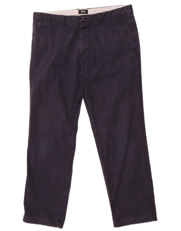 Hugo Boss Pantaloni chino drepți pentru bărbați IT 50 Large W36 L28 Bleumarin Bumbac