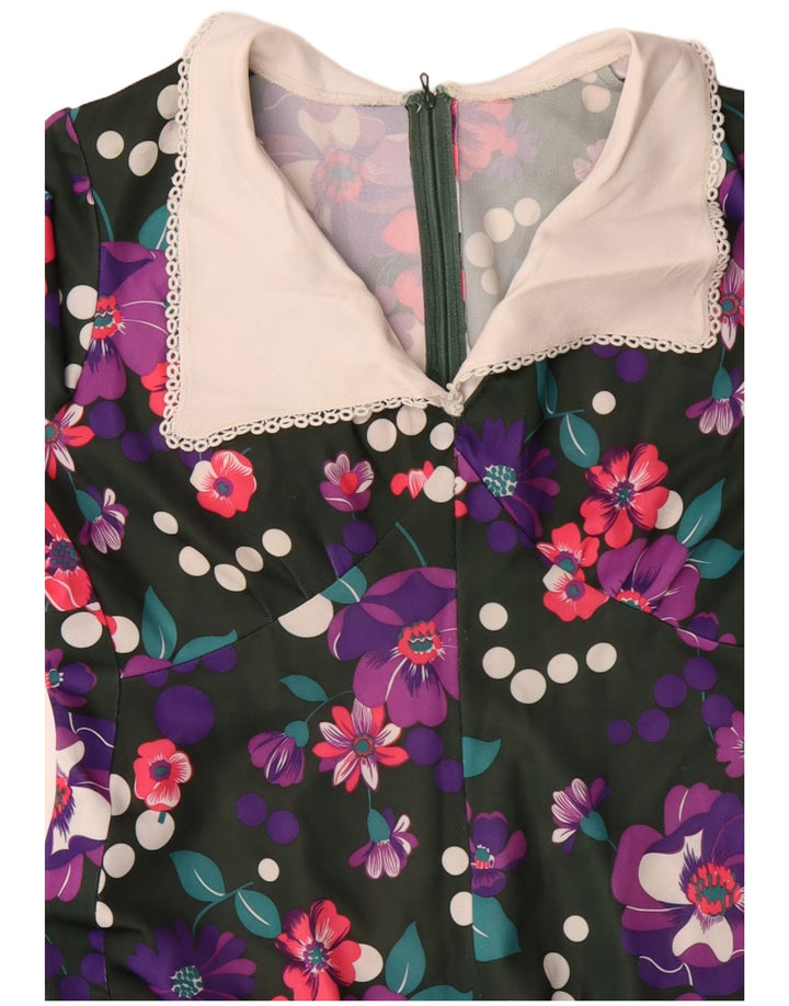 Rochie maxi cu mânecă lungă pentru femei VINTAGE UK 14 mare, multicoloră, florală