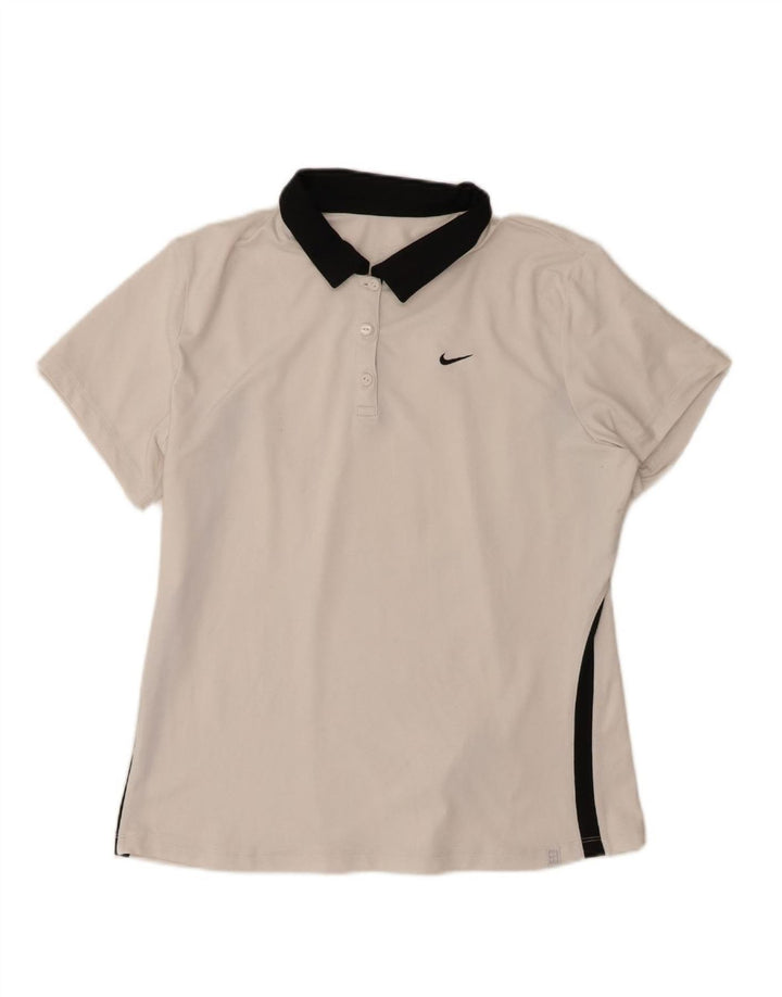 NIKE Womens Polo Shirt UK 18 XL White Colourblock Polyester