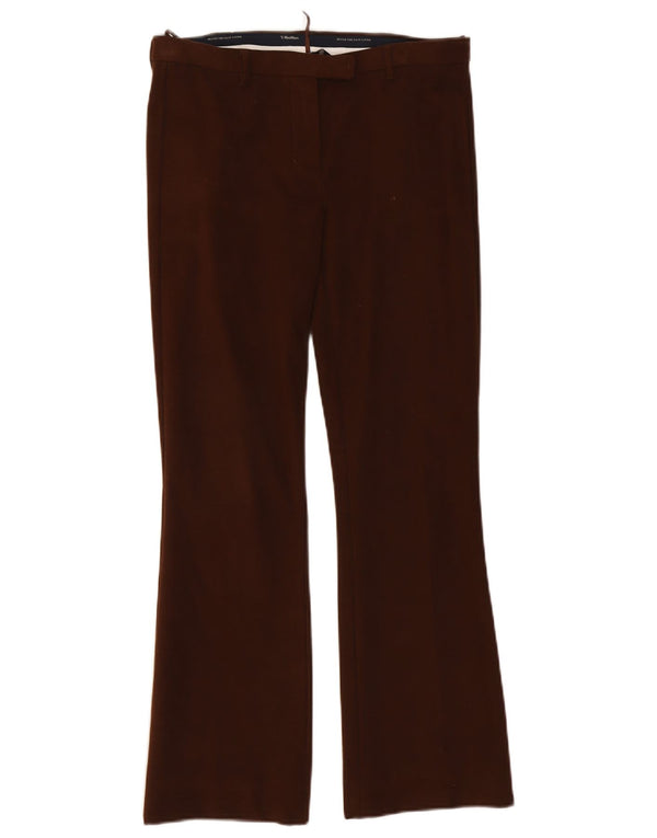 Max Mara Pantaloni de costum bootcut pentru femei UK 14 Large W32 L29 Maro Bumbac