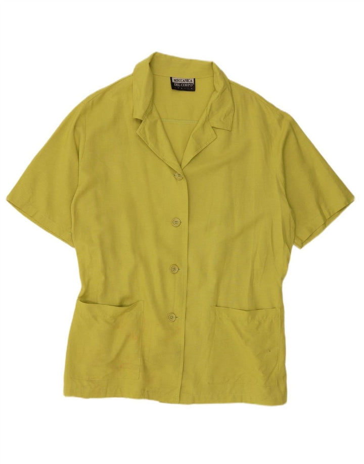 VINTAGE Womens Shirt Blouse IT 48 XL Green Viscose