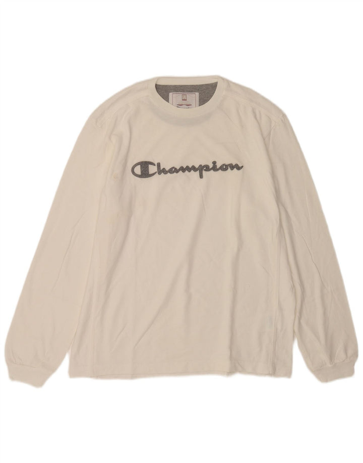 Top grafic pentru bărbați Champion cu mânecă lungă XL, bumbac alb