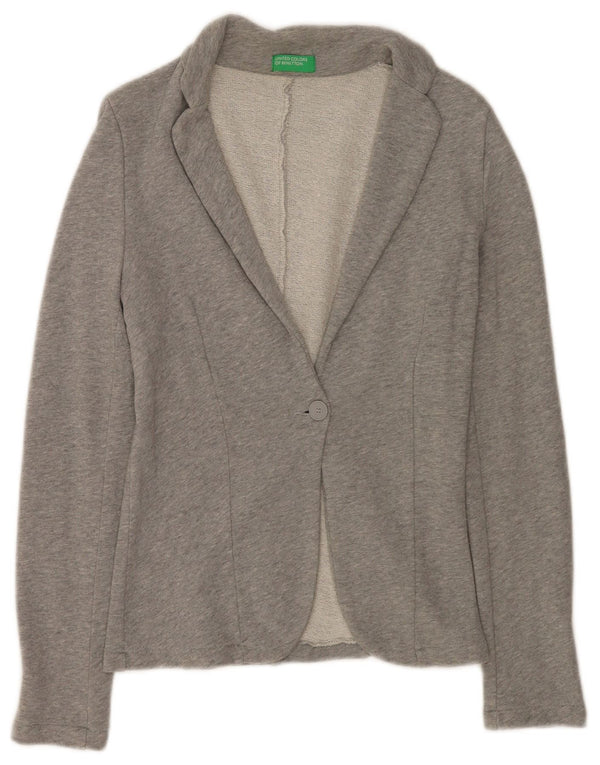 Jachetă Benetton pentru femei cu 1 nasture, UK 8, bumbac gri mic