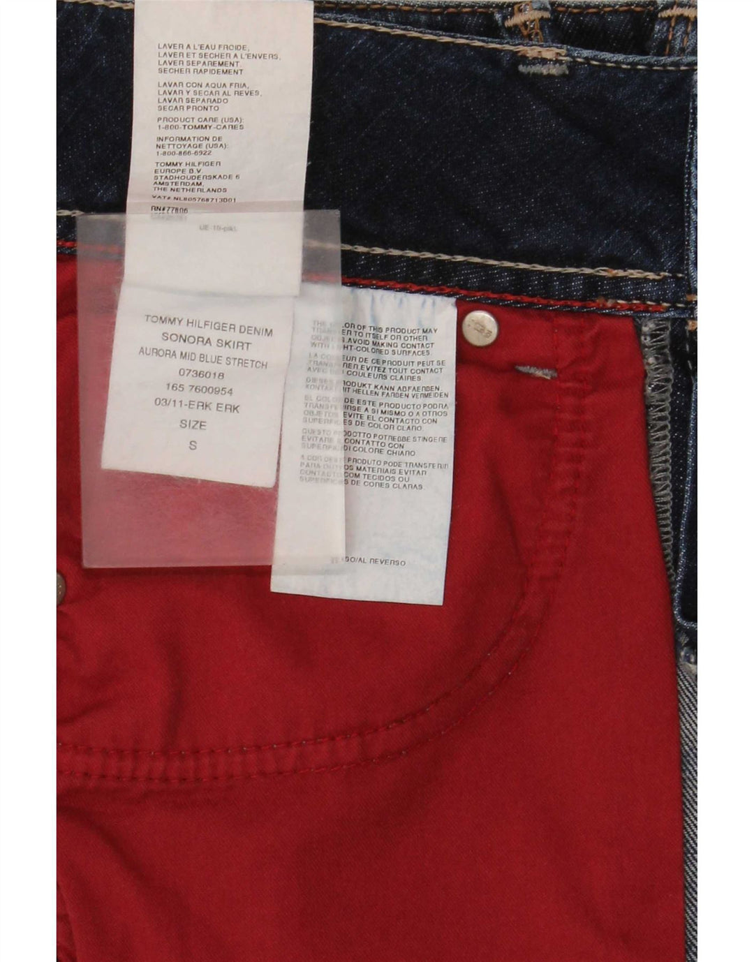 Fusta de blugi pentru femei Tommy Hilfiger Small W27 Blue Bumbac